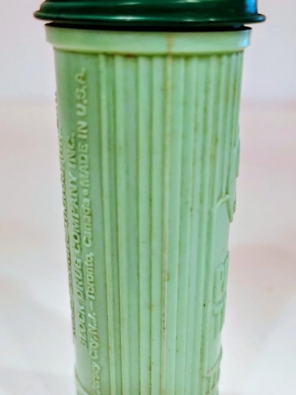 Vintage 1950's Green Polident Tablet Container Metal Lid